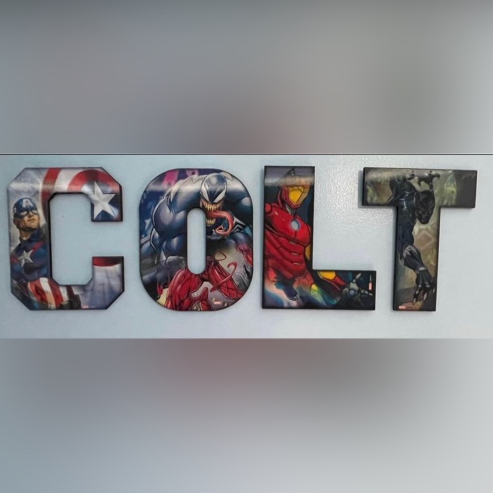 Super Hero decor letters “C” “O” “L” “T”